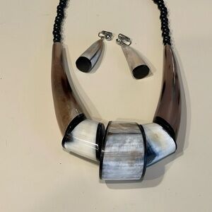 Elegant Black and Brown Necklace and Earring Set